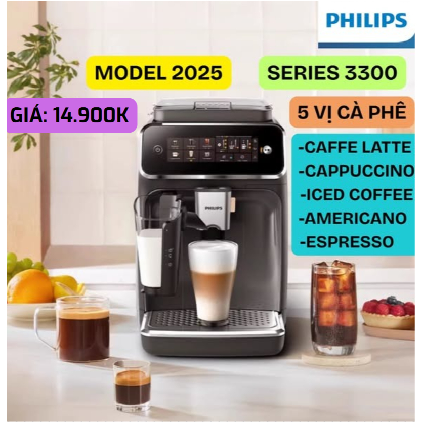 MÁY PHA CÀ PHÊ TỰ ĐỘNG PHILIPS EP3146/82 SERIES3200 ,BẢO HÁNH 24 THÁNG