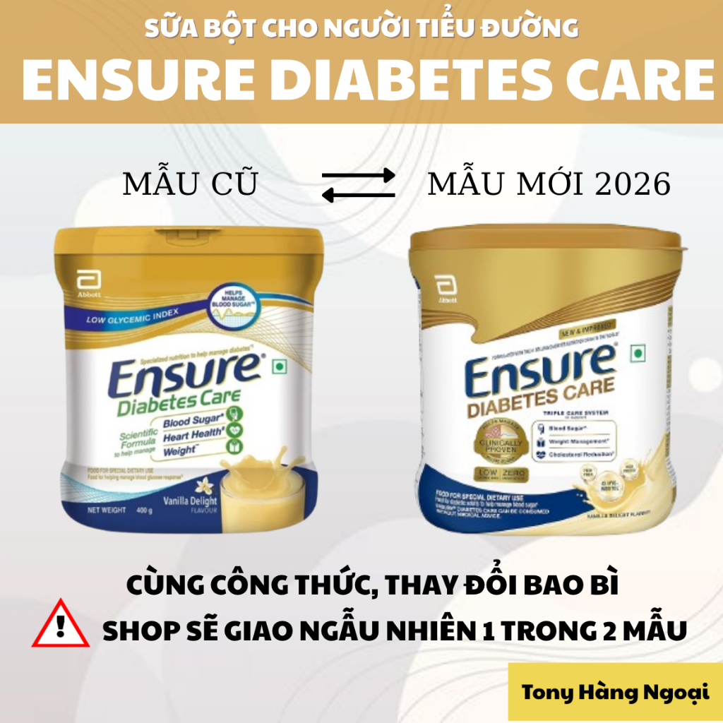 Sữa Bột Ensure Diabetes Care Mỹ Dinh Dưỡng Cho Người Tiểu Đường Hộp 375g - Tony Hàng Ngoại