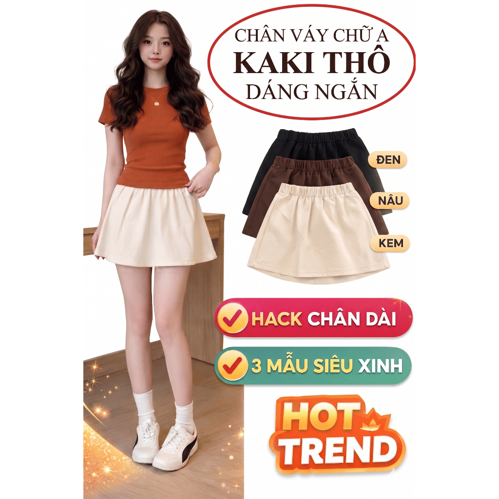 Chân Váy Chữ A Kaki Thô Dáng Ngắn Cạp Chun M118 Tôn Dáng Trẻ Trung - MiuMiu Fashion