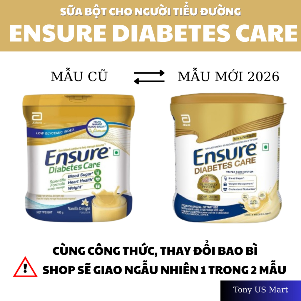 Sữa bột Ensure Diabetes Care Mỹ dinh dưỡng cho người tiểu đường hộp 375g - Tony US Mart