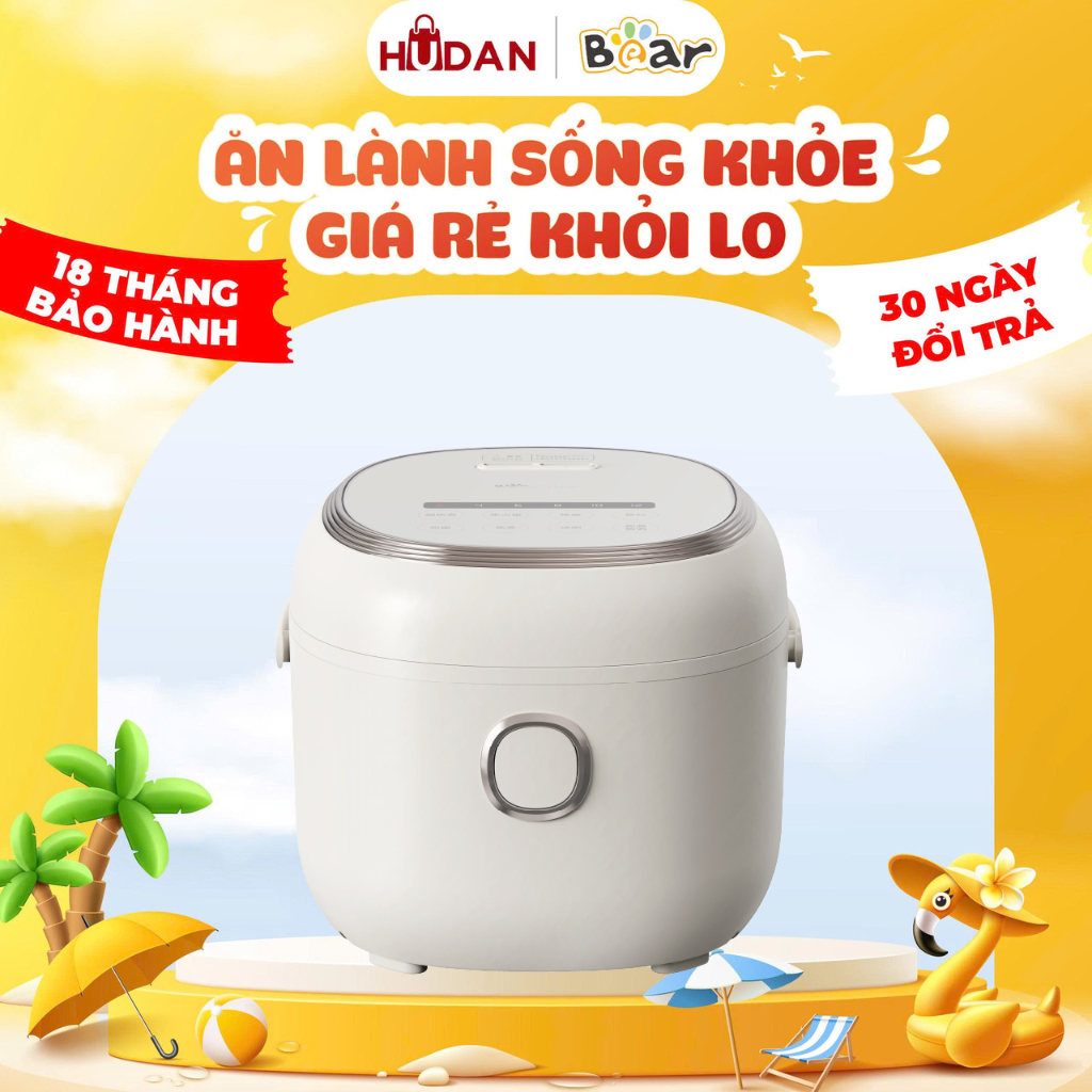 Nồi cơm điện BEAR 1.2L SB-NC30A Tiếng Việt 2-5 Người Ăn Phủ Ceramic Có Quai Cầm Tiện Lợi BH 18 tháng