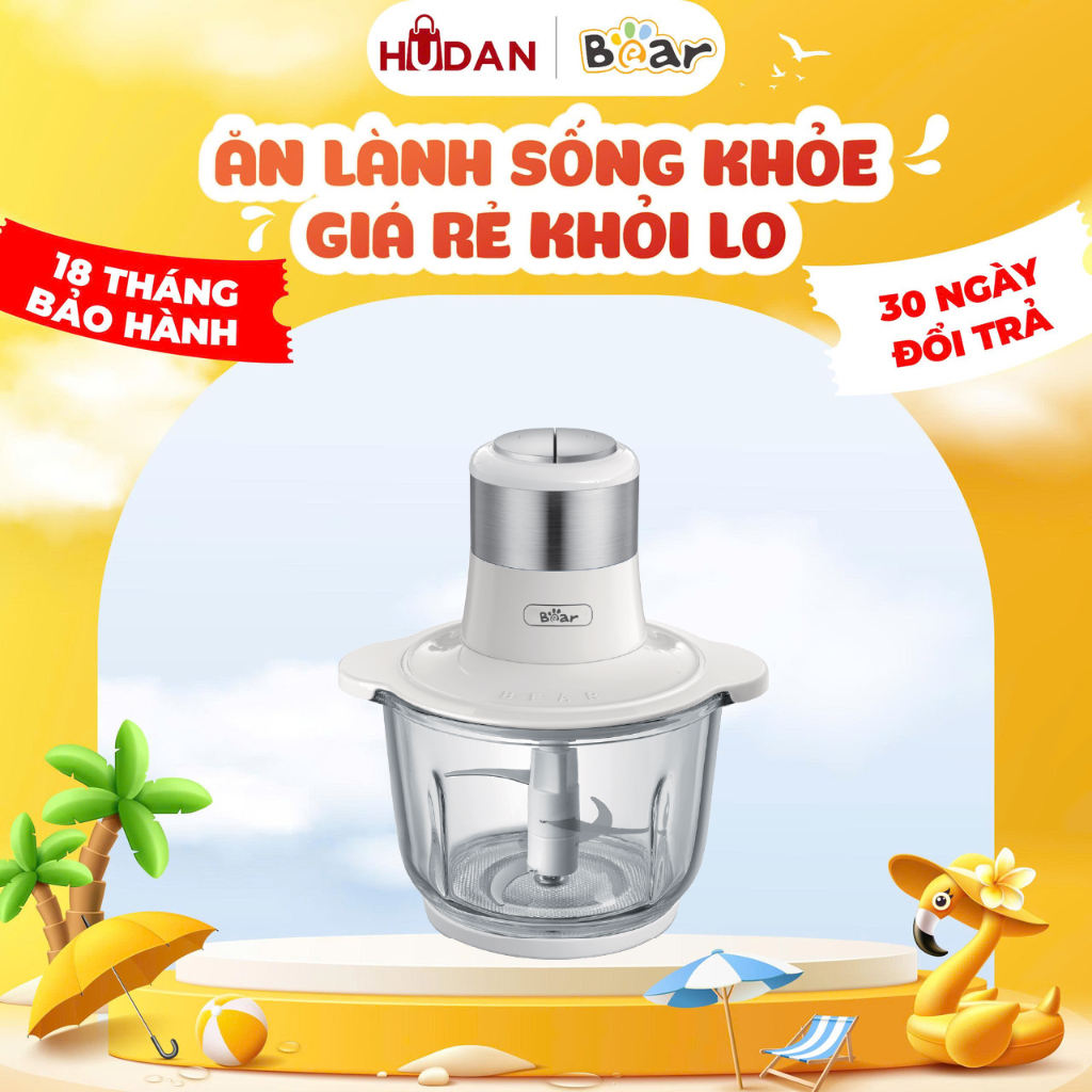 Máy xay thịt BEAR thuỷ tinh 2L SB-MA02L Tiếng Anh lưỡi dao inox 304 BH 18 tháng