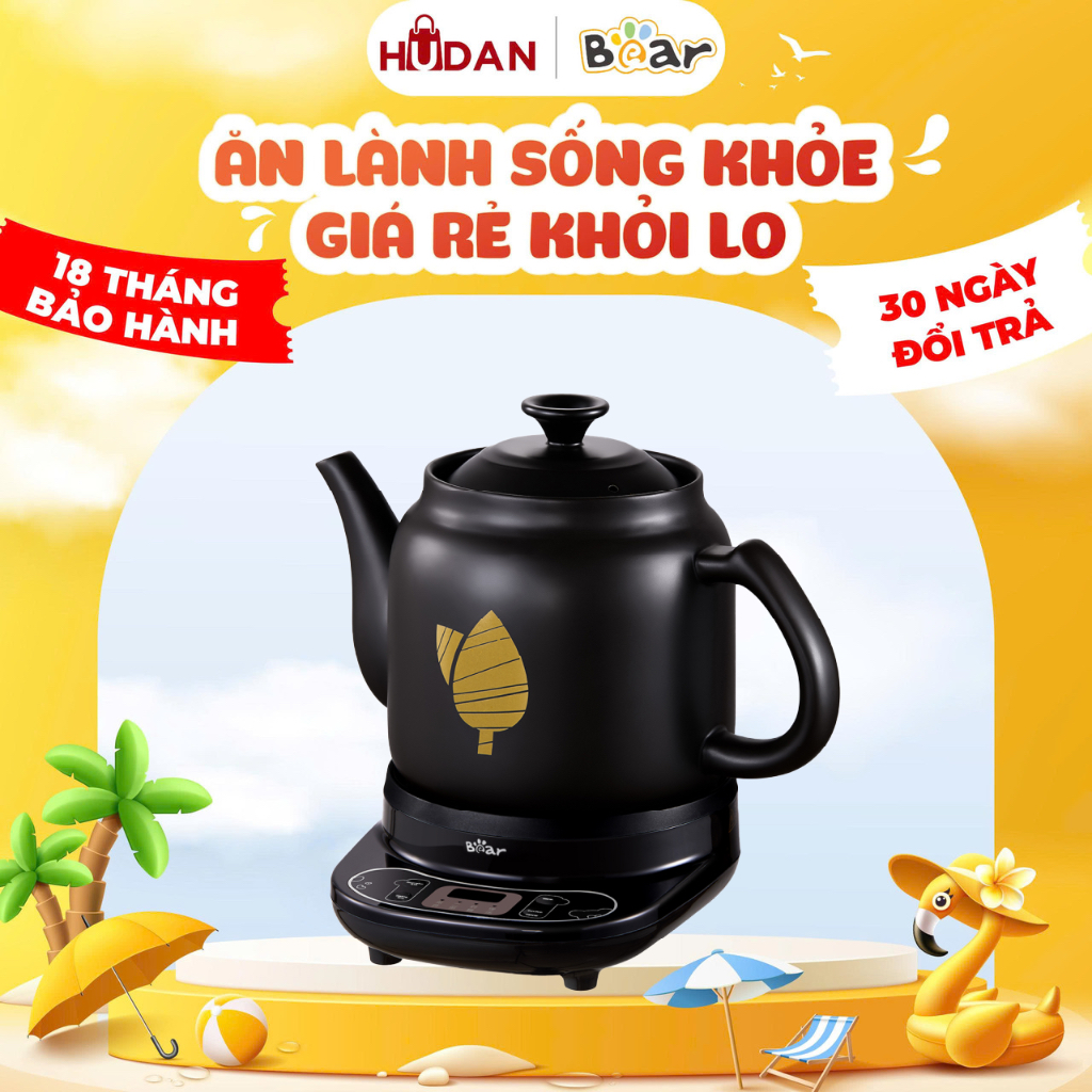 Ấm sắc thuốc BEAR 4L HTM- 4H40X  Tiếng Việt Sắc Thuốc Đông Nam Bắc Y Đế Tách Rời BH 18 tháng