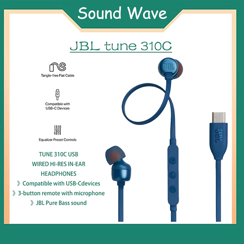 Tai Nghe Dây JBL Tune 310C Cổng Type C Có Mic Đàm Thoại Bass Mạnh Mẽ