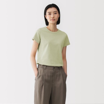 [LABO] MUJI Áo Thun Nữ Pha Linen Tay Ngắn