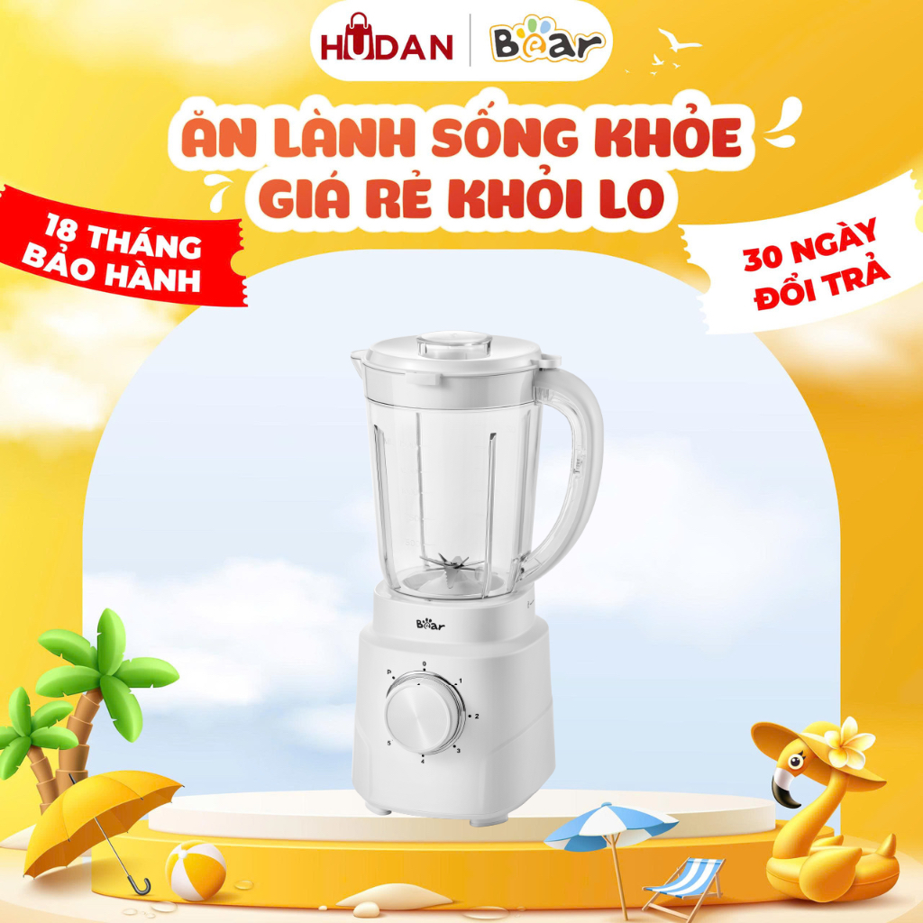 Máy xay sinh tố BEAR 1.5L SB-MX15L Tiếng Anh Lưỡi Inox 304 Xay Đa Năng 2 Cối Xay 700W BH 18 tháng