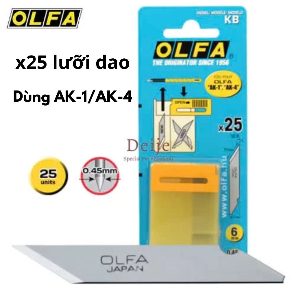 Hộp lưỡi dao Nhật OLFA KB (XB10) dùng cho dao AK-1 và AK-4 (25 lưỡi dao)