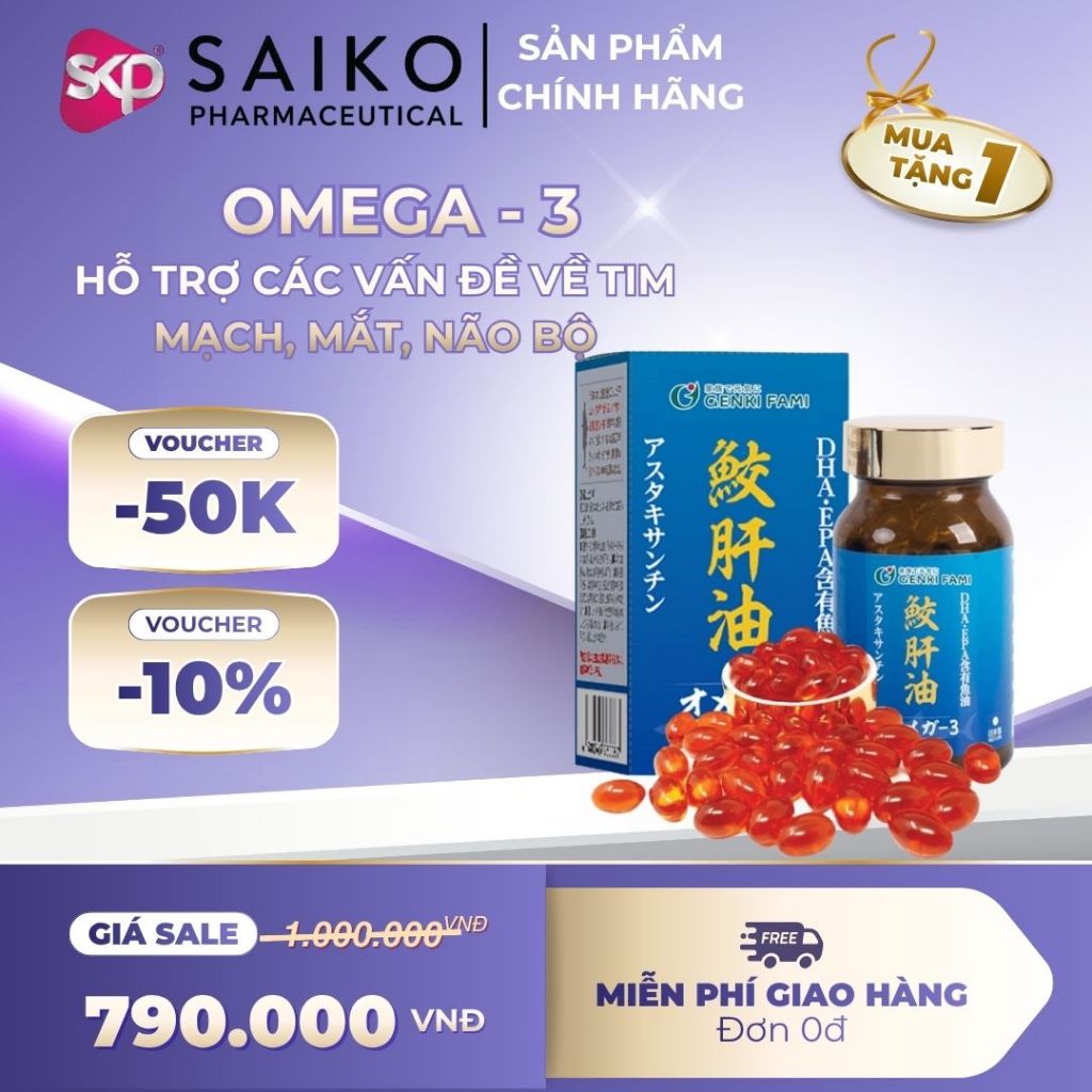 [BỘ SẢN PHẨM GENKI] Viên Uống Dầu Gan Cá Mập Omega-3 Genki Fami – Hỗ Trợ Tim Mạch, Trí Não & Thị Lực
