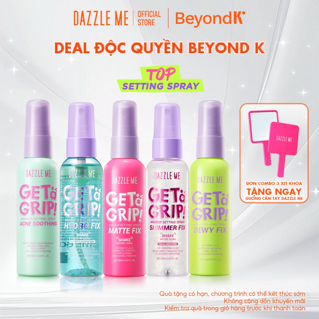 [DEAL ĐỘC QUYỀN BEYONDK] Combo Xịt khóa Makeup DAZZLE ME Setting Spray Dewy + Matte Fix 60ml