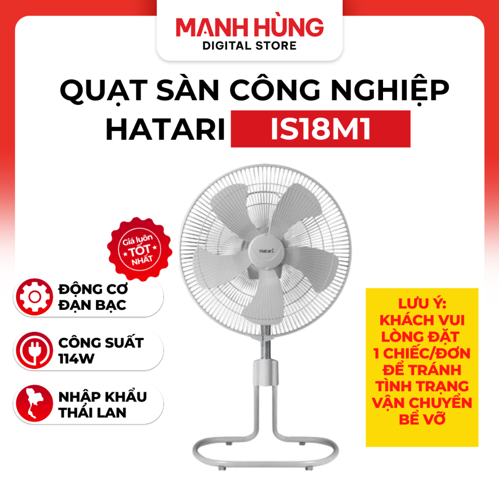 Quạt chân quỳ công nghiệp Thái Lan Hatari HT-IS18M1 và IS22M1 - Hàng chính hãng - Bảo hành 36 tháng
