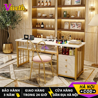【Hà Nội giao nhanh】Bàn Làm Móng Mặt Giả Vân Đá Sang Trọng - Bàn Trang Điểm Phong Cách Ins