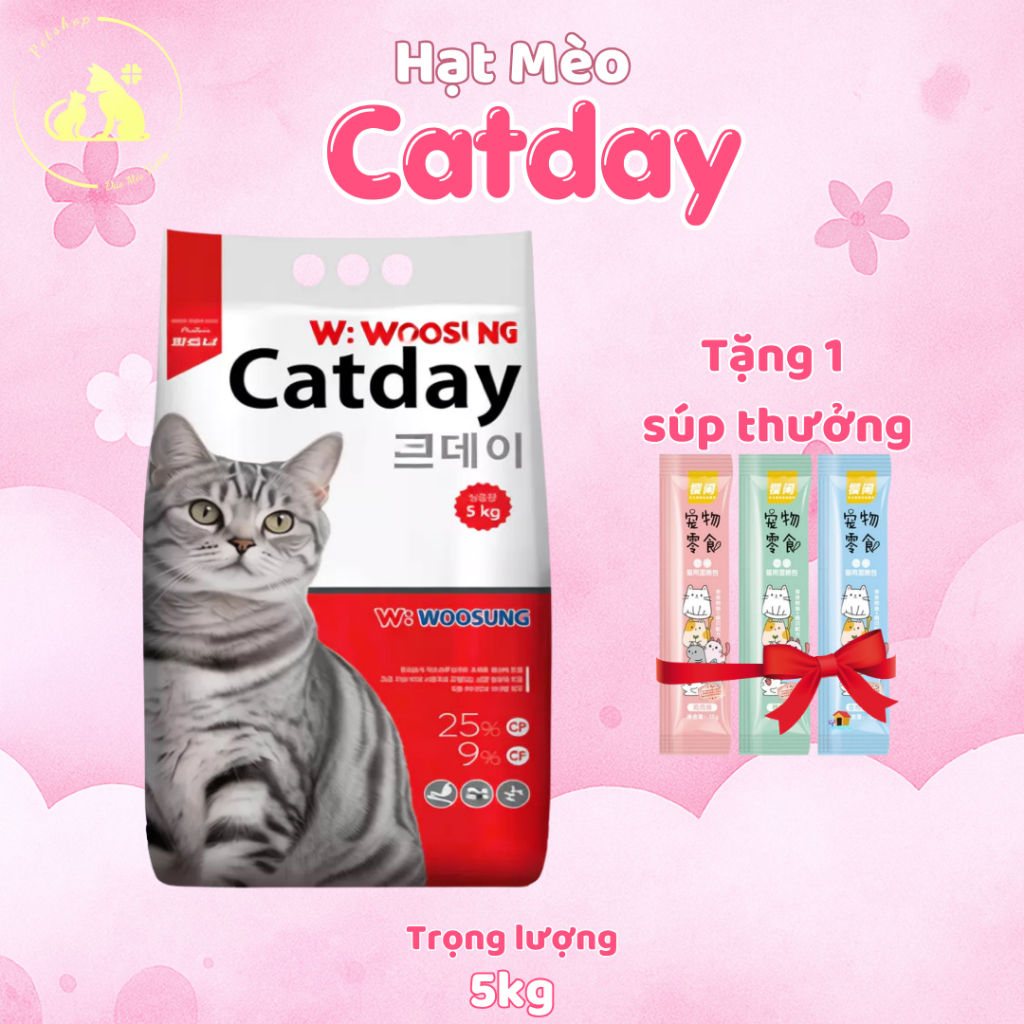 [Túi Seal 5kg] Hạt Dinh Dưỡng Cho Mèo CATDAY 5kg - Hồng Sâm Tăng Đề Kháng, Yucca Hạn Chế Hôi Phân