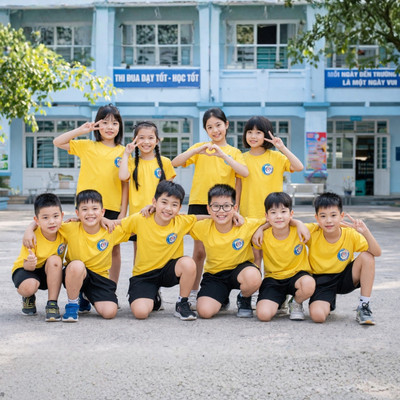 Áo phông đồng phục in theo yêu cầu cho bé trai,bé gái chất liệu thun cotton size từ 15-40kg Loza Kids AT039