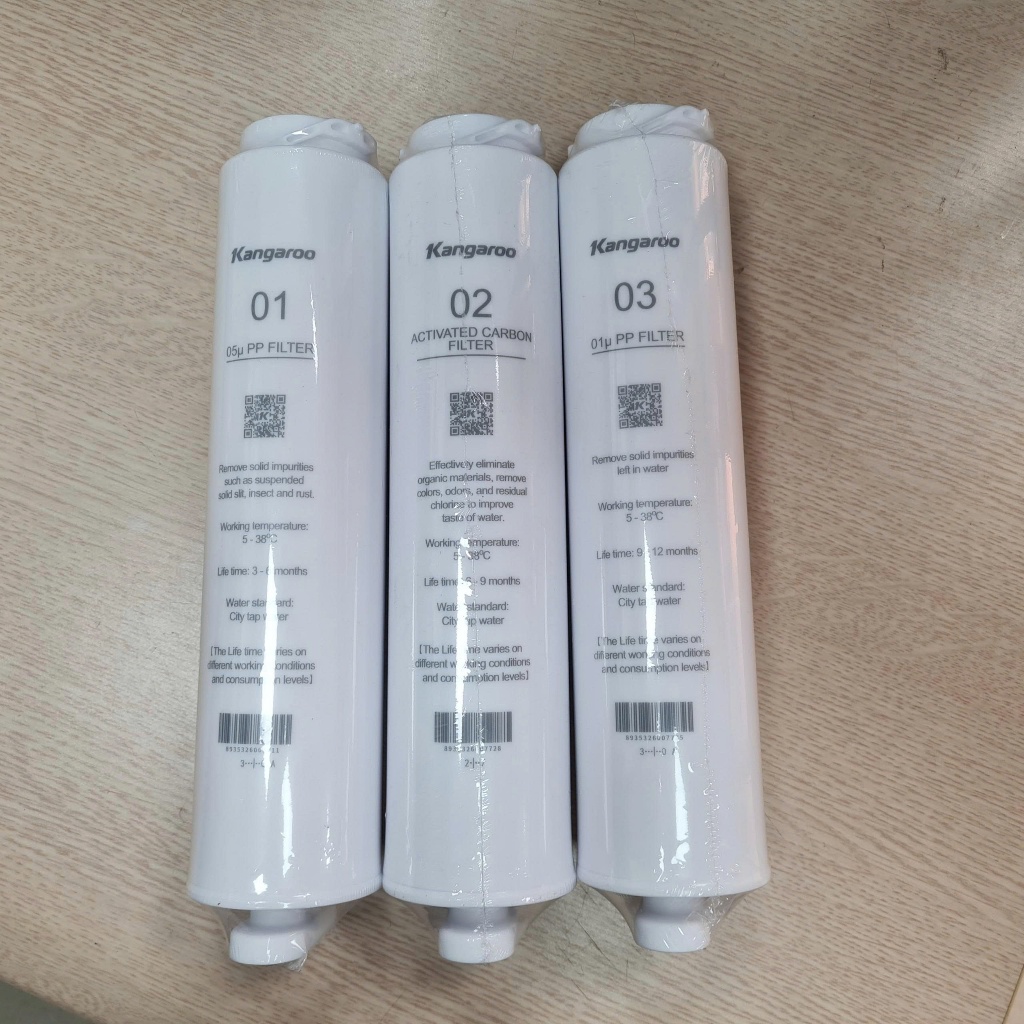 Bộ 3 Lõi lọc nước số 1 2 3 Kangaroo Kg400HU, KG400US,KG100US – Lõi đúc nguyên khối