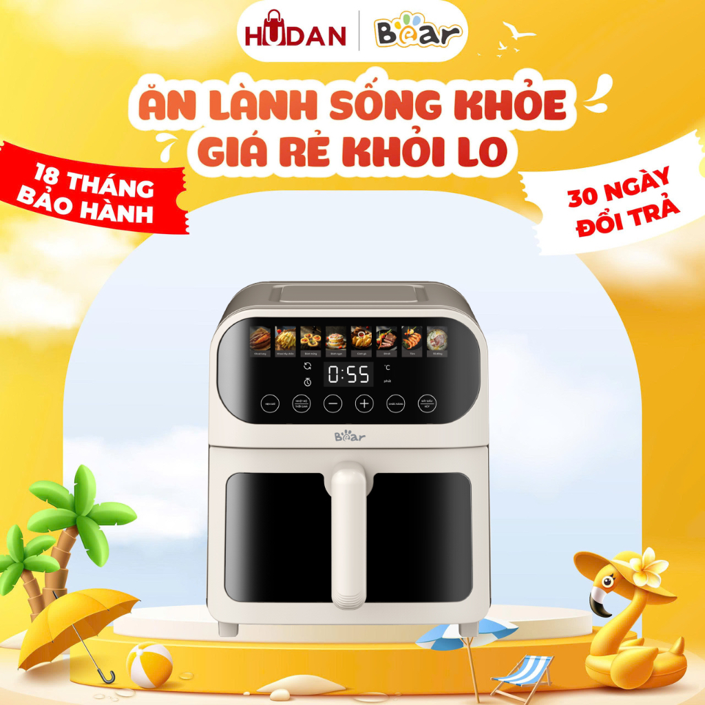 Nồi chiên không dầu BEAR 6L AF-4H15J Tiếng Việt Cảm Ứng Đa Năng Nướng Bánh Chiên Nướng Hơi Nước
