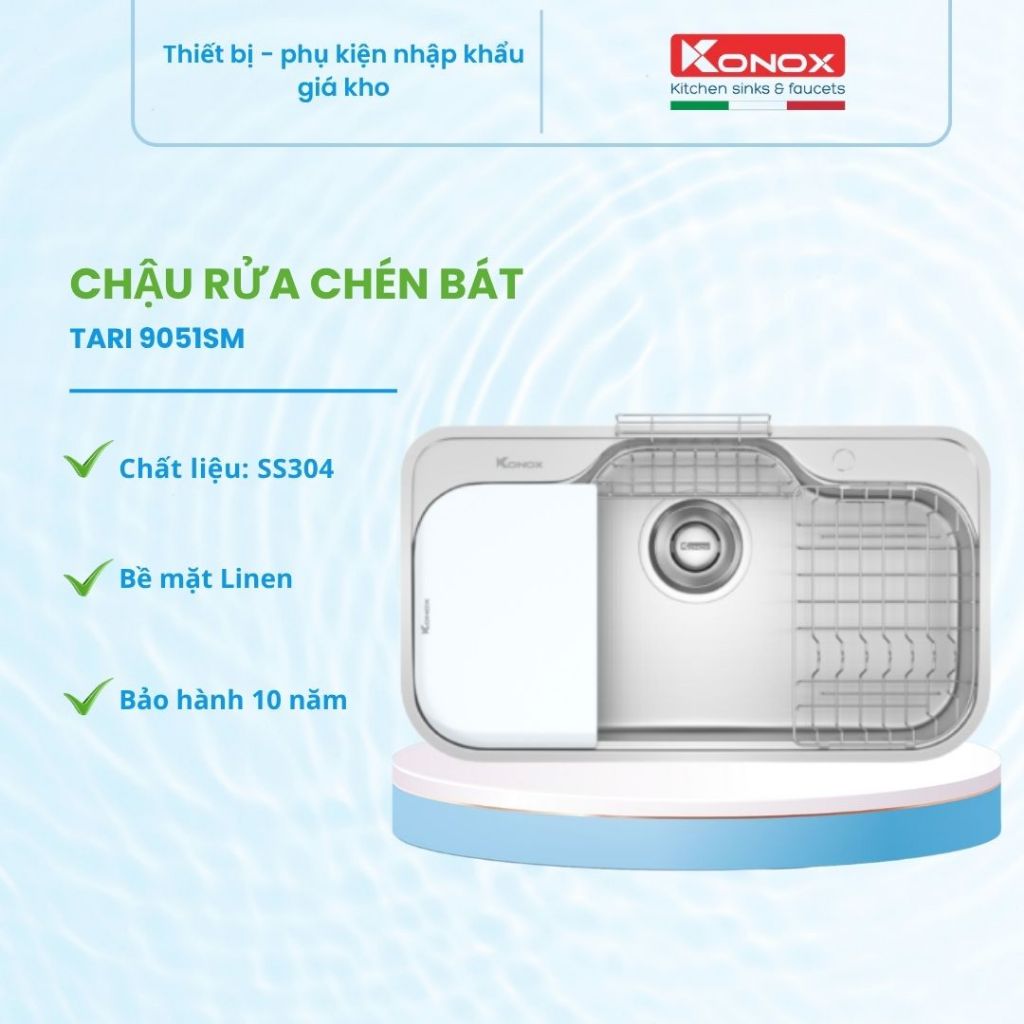 Chậu Rửa Bát Konox Tari 9051SM - Hỗ Trợ Sơ Chế Thực Phẩm Nhanh Sạch Gọn