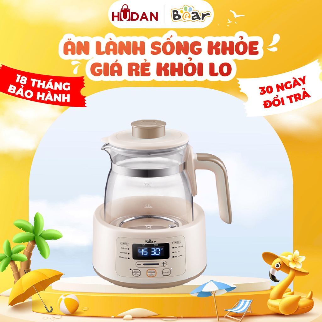 Máy đun nước pha sữa BEAR 1.2L WW-4H12L Tiếng Việt Có Đèn Ban Đêm BH 18 tháng