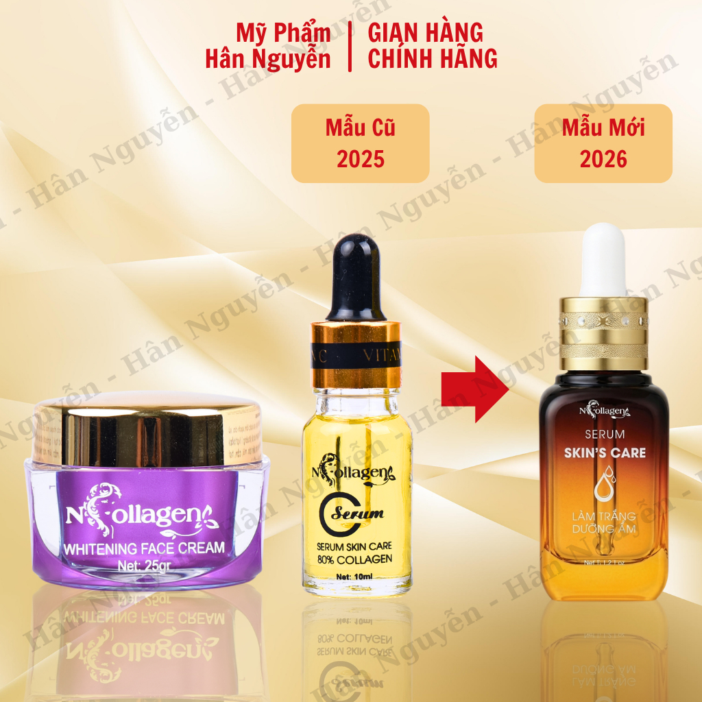 Bộ dưỡng da ban ngày giúp dưỡng ẩm trắng da ngừa mụn mờ thâm nám tàn nhang NCollagen Hân Nguyễn 35g