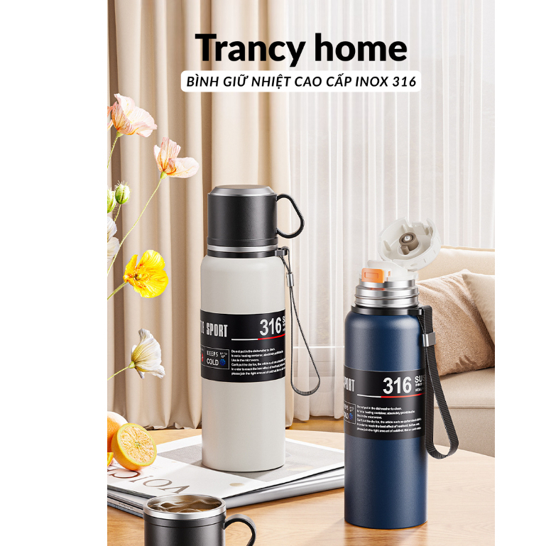 Bình giữ nhiệt REMIZI inox 316 , bình giữ nhiệt nhiều dung tích nắp làm cốc uống nước, tích hợp lưới