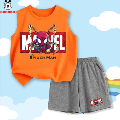 BTS SIÊU ANH HÙNG bộ ba lỗ bé trai BOBDOG quần áo trẻ em vải cotton mềm mát hình người nhện BD-KS280