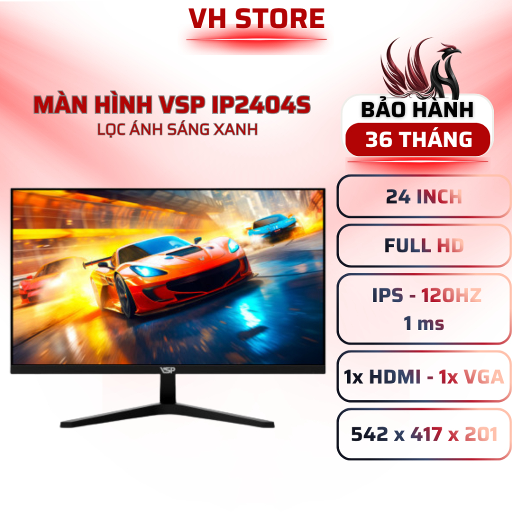 Màn Hình VSP IP2404S 23.8" IPS 120Hz 1ms  - BẢO HÀNH 36 THÁNG - VHSTORE