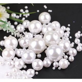 Hạt Ngọc Trai Có Lỗ Cao Cấp - Phụ Liệu May Mặc, Làm Đồ Handmade, Đính Áo Dài (Trắng/Trắng Kem)