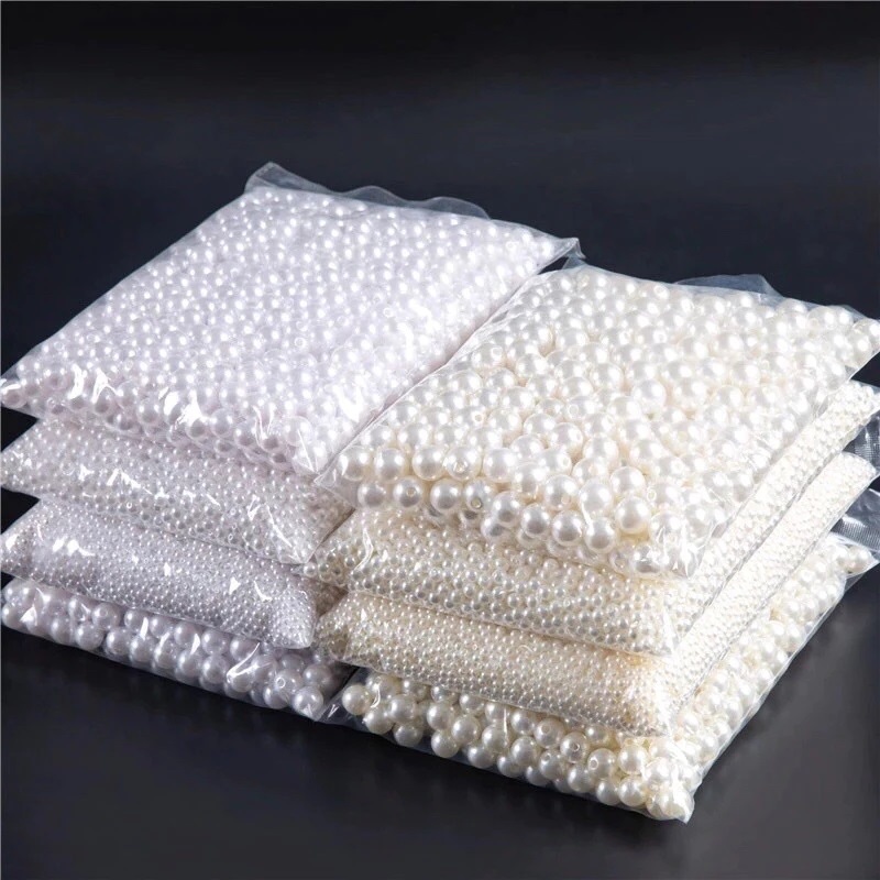 Hạt Ngọc Trai Có Lỗ Cao Cấp - Phụ Liệu May Mặc, Làm Đồ Handmade, Đính Áo Dài (Trắng/Trắng Kem)