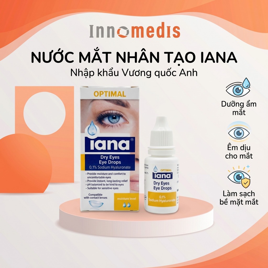 [NHẬP KHẨU ANH] Dung Dịch Nước Mắt Nhân Tạo IANA Dưỡng Ẩm Mắt, Lọ 10ml, Sử Dụng Được Cho Kính Áp Trò