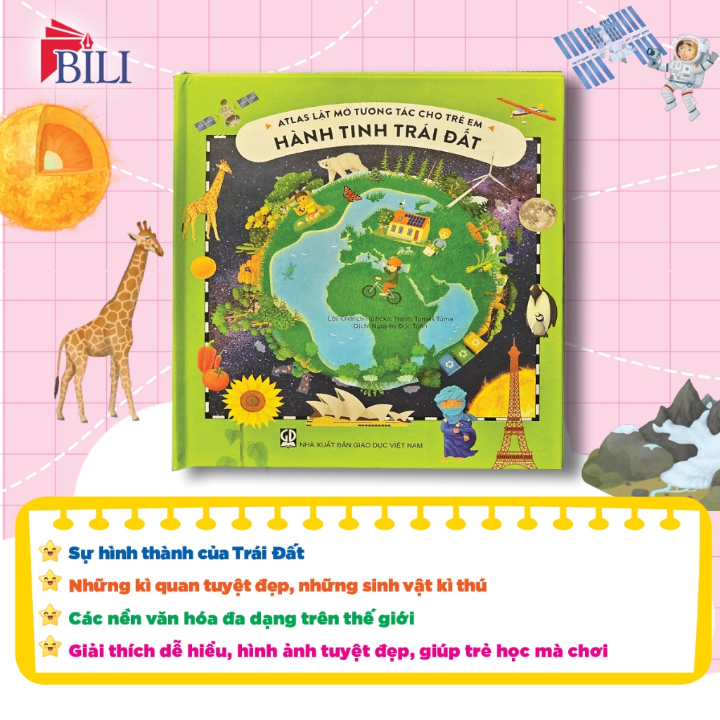 Sách - Hành tinh Trái Đất - Atlas lật mở tương tác cho trẻ em