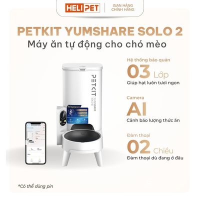 Máy Cho Ăn Tự Động Có Camera, Máy Nhả Hạt Cho Chó Mèo PETKIT Yumshare SOLO 2 - Máy cho ăn thông minh PETKIT Solo