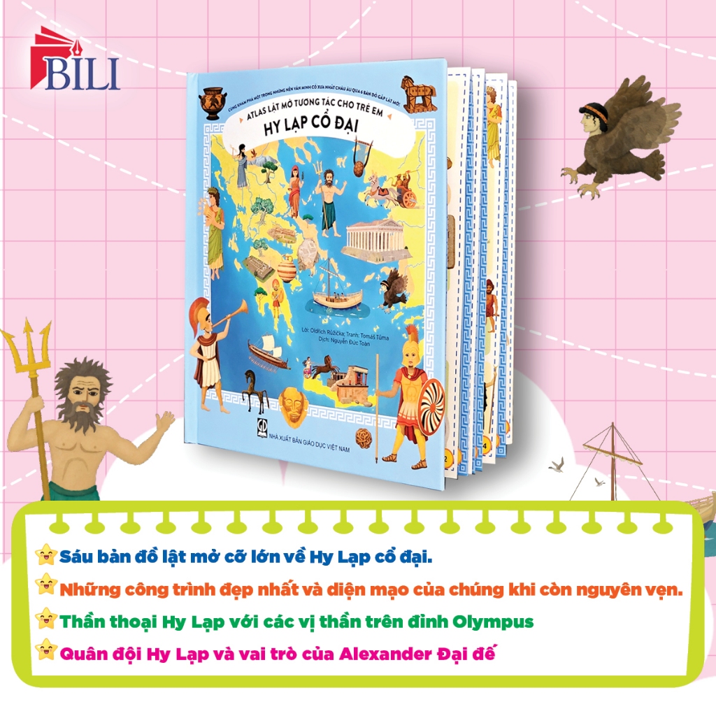 Sách - Hy Lạp Cổ Đại - Atlas lật mở tương tác cho trẻ em