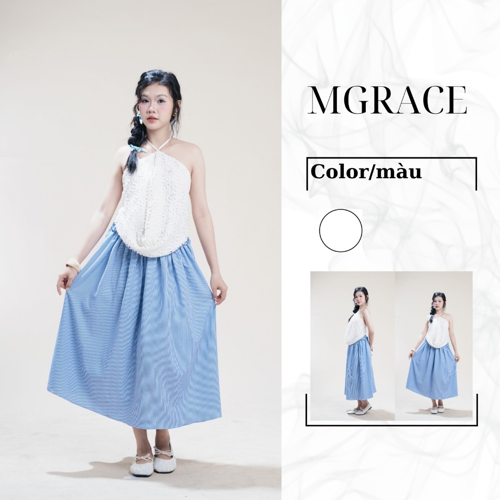 Áo yếm trắng dáng suông rộng vải linen thun cao cấp, mềm mịn thoáng mát MGRACE