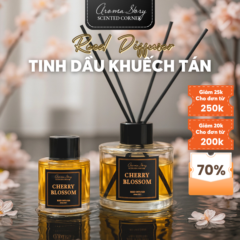Tinh Dầu Khuếch Tán Aroma Story Hương Cherry Blossom Size 50ml - 100ml