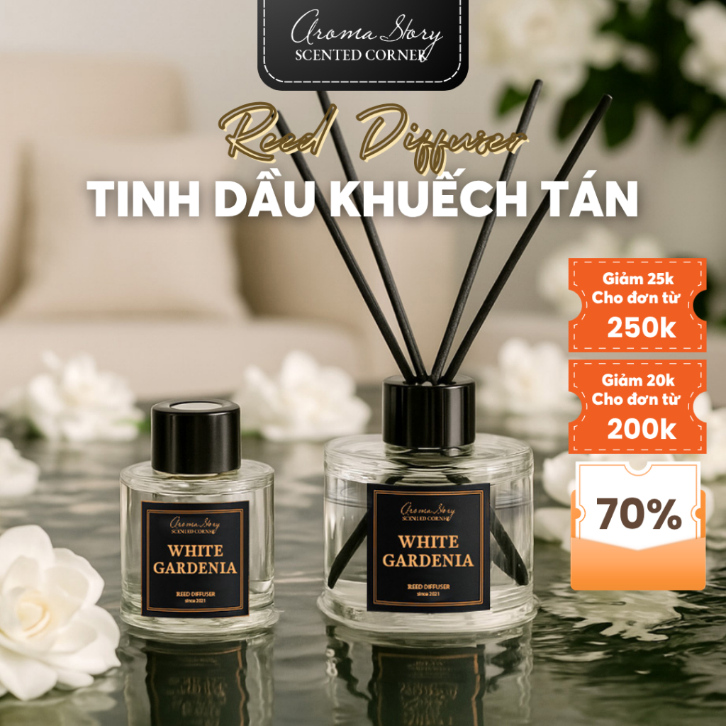 Tinh Dầu Khuếch Tán Aroma Story Hương White Gardenia Size 50ml - 100ml