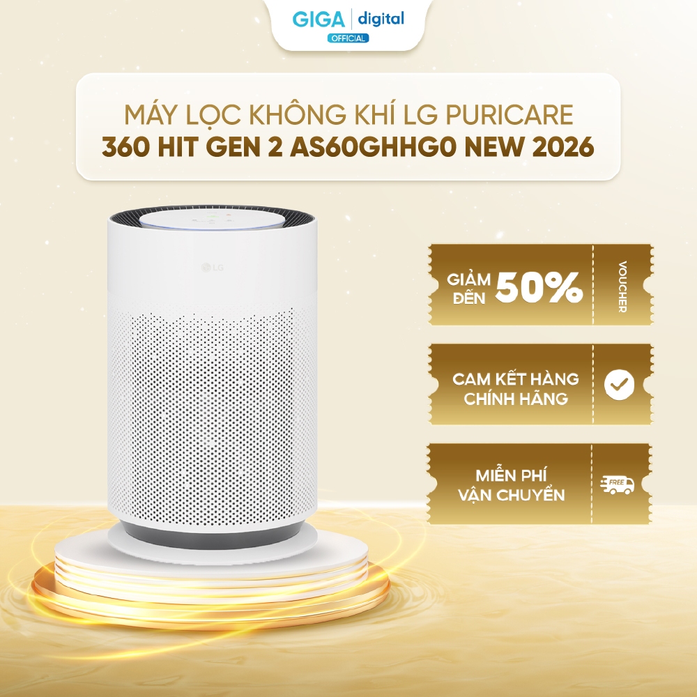Máy lọc không khí LG PuriCare 360 Hit Gen 2 AS60GHHG0 New 2026 - 41W, 60m² - Lọc bụi mịn PM1.0