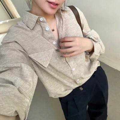 Áo sơ mi linen tay dài cổ bẻ thời trang thanh lịch Callene (L2966)