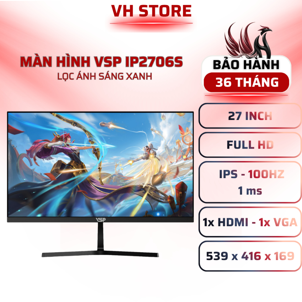 Màn Hình VSP IP2706S 27" IPS FHD 100Hz 1ms Viền Mỏng - BẢO HÀNH 36 THÁNG - VHSTORE
