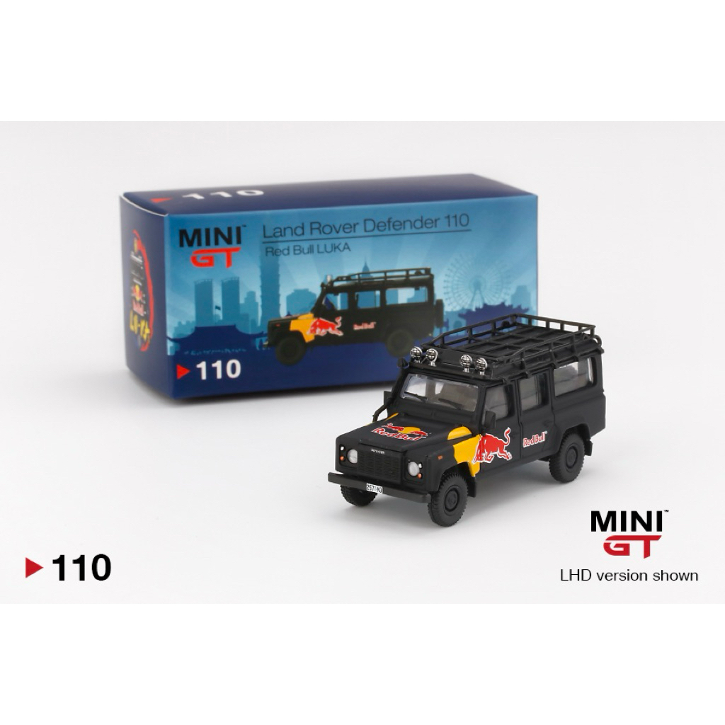 Mini Gt Chính Hãng 1/64 #110 MiniGT #110 1/64 Land Rover Defender 110 Red Bull Luka