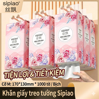 Khăn Giấy Rút Treo Tường Sipiao Hoa Hồng Dày Dai Không Bụi Dùng Gia Đình 1100 Tờ Tiết Kiệm Lau Bếp