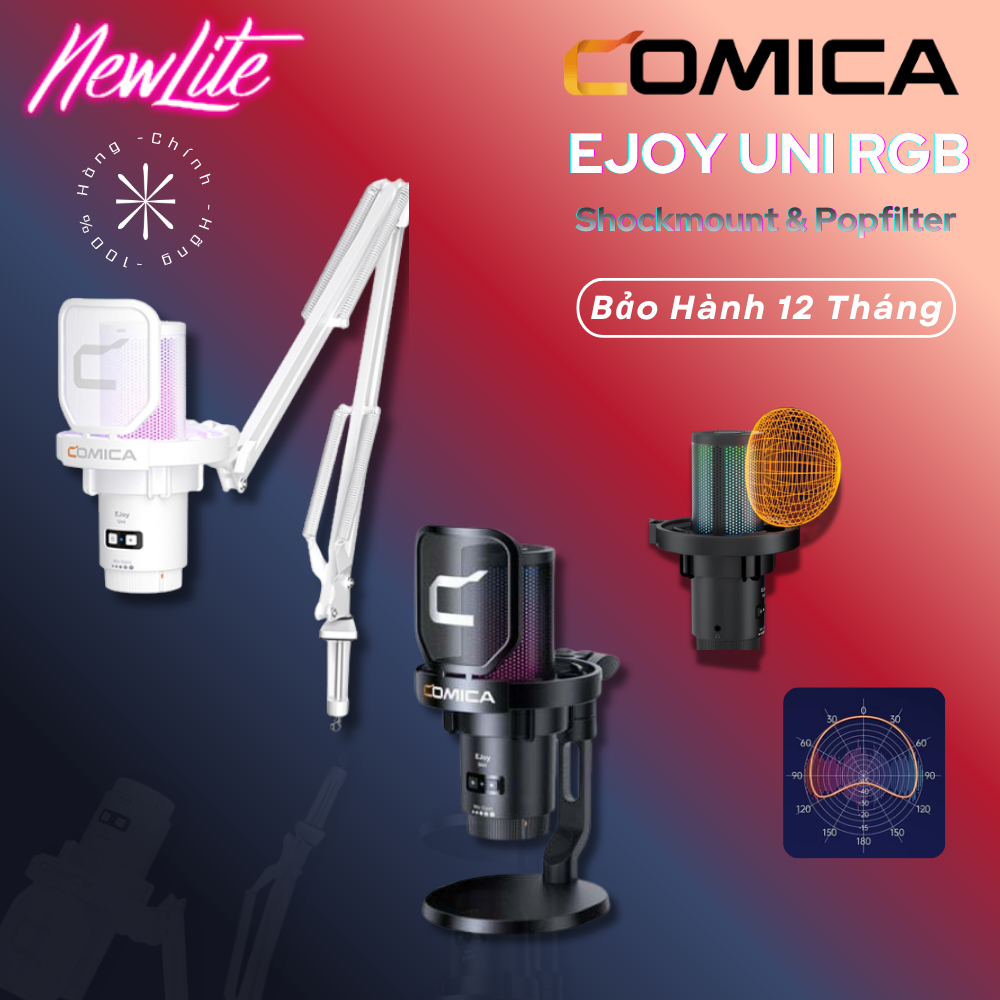 COMICA EJOY UNI - Mic Thu Âm Cổng USB, Mic Đổi Màu RGB - Micro Gaming, Livestream