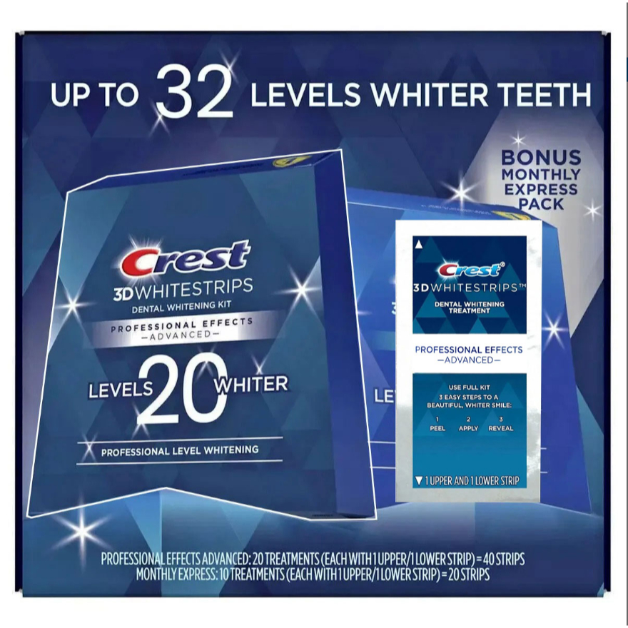 Crest Whitening Strips 32 Miếng – Oral Care, Teeth Whitening, Giúp Răng Sáng Màu