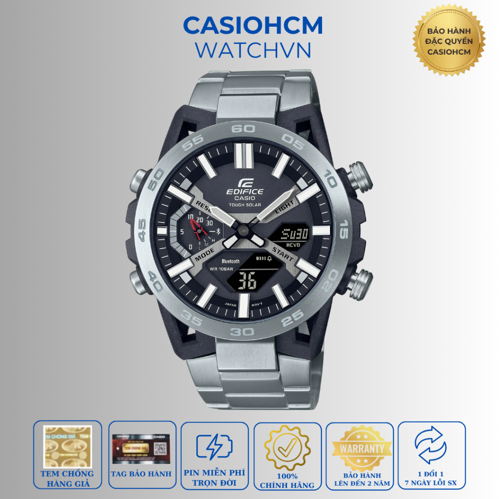 Đồng Hồ Nam Casio Edifice ECB-2000D-1A Chính Hãng - Thiết Kế Carbon - Kết Nối Bluetooth Tough Solar