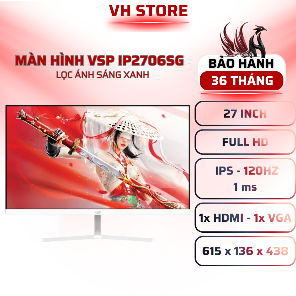 Màn Hình VSP IP2706SG 27 (MÀU TRẮNG) " IPS 120Hz 1ms FreeSync HDR - BẢO HÀNH 36 THÁNG - VHSTORE