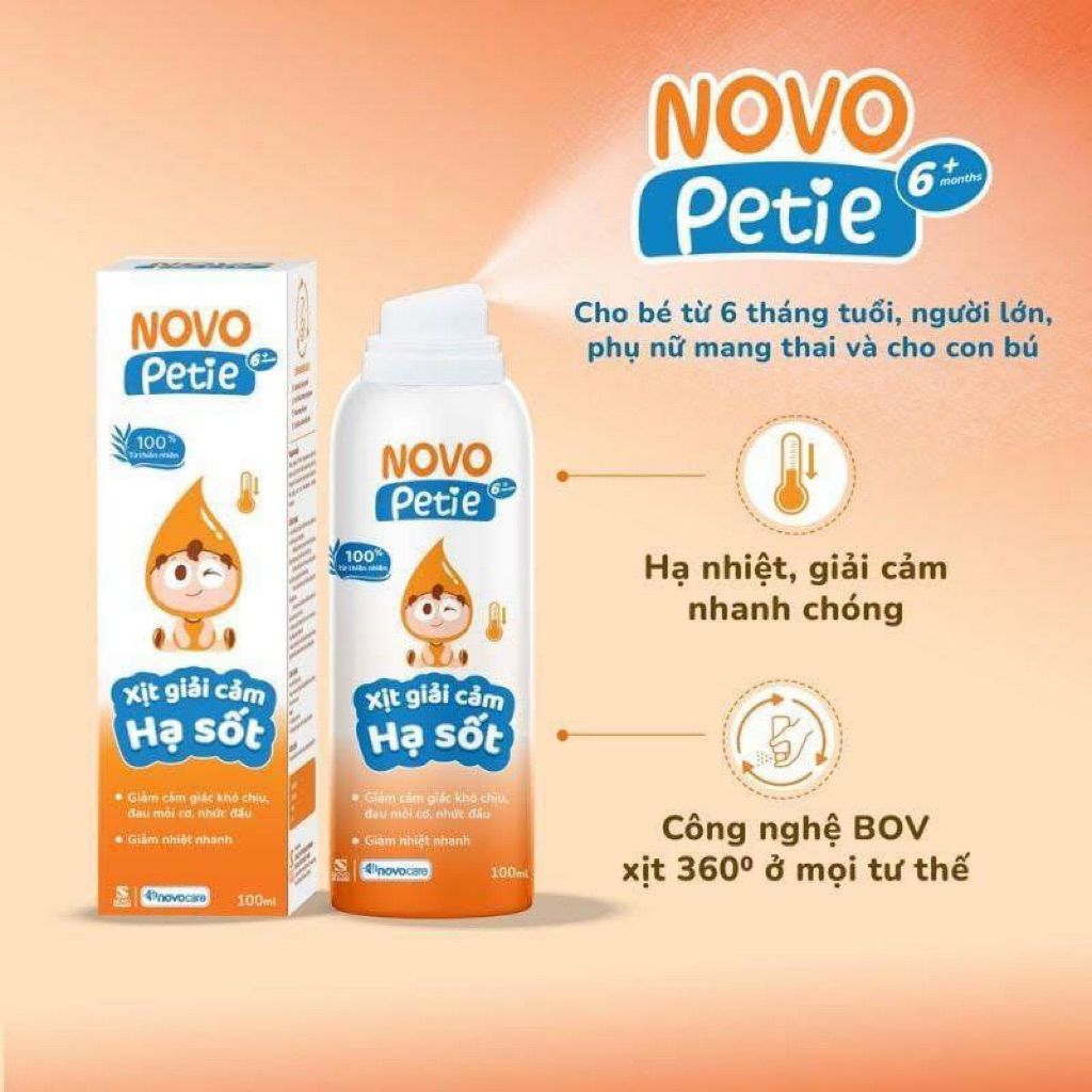 xịt hạ sốt novo petie