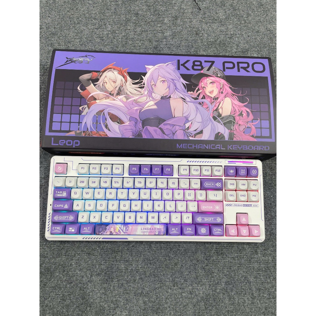 Bàn Phím Cơ LINGBAO K87 Pro RGB – 87 Phím TKL, Keycap Anime Hồng, Switch Mượt