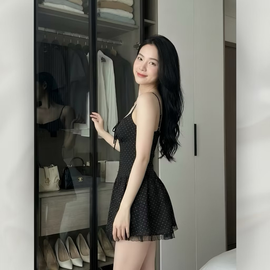 Đầm 2 Dây Chấm Bi Đen Dáng Xòe Ôm Ngực Buộc Dây Sexy Ngắn Đi Chơi Mùa Hè Kieupham.shop | BigBuy360 - bigbuy360.vn