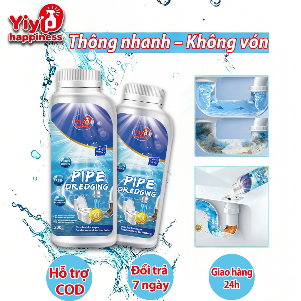Bột thông cống đa năng 300g - Đánh bay tắc nghẽn, khử mùi hôi hiệu quả, an toàn cho đường ống