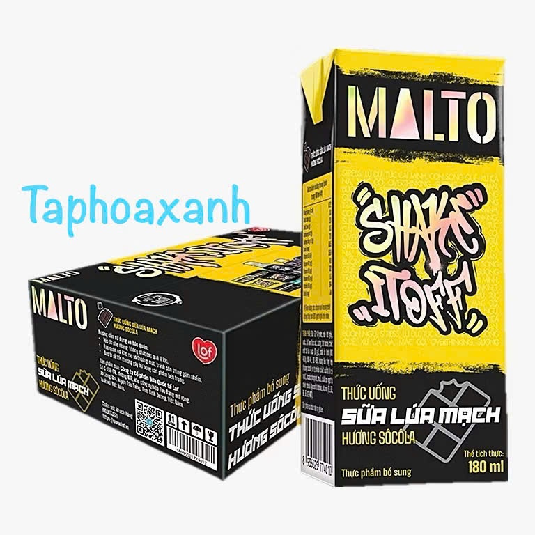 Sữa lúa mạch MALTO Shake It Off hương sôcôla thùng 48 hộp x 180ml