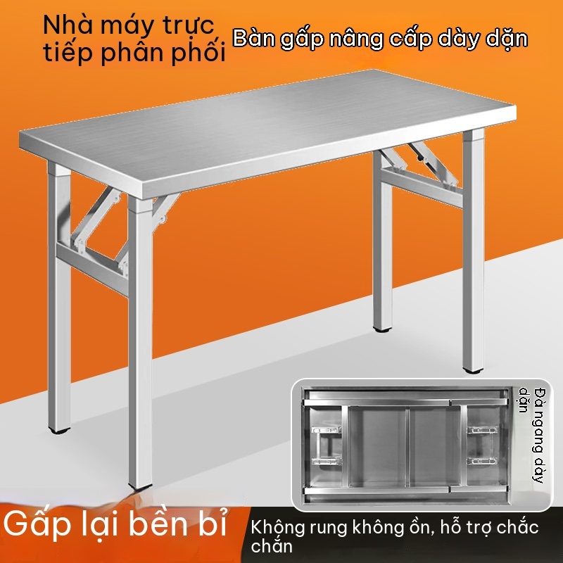 Bàn Inox xếp gọn tiện lợi cho quán ăn quán nhậu bàn ăn inox chữ nhật gấp gọn bàn bếp nấu ăn