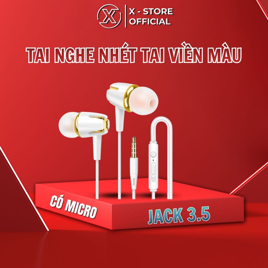 Tai nghe 3.5mm có mic cho máy tính laptop, tai nghe nhét tai, âm thanh sống động, tai nghe 3.5mm giá